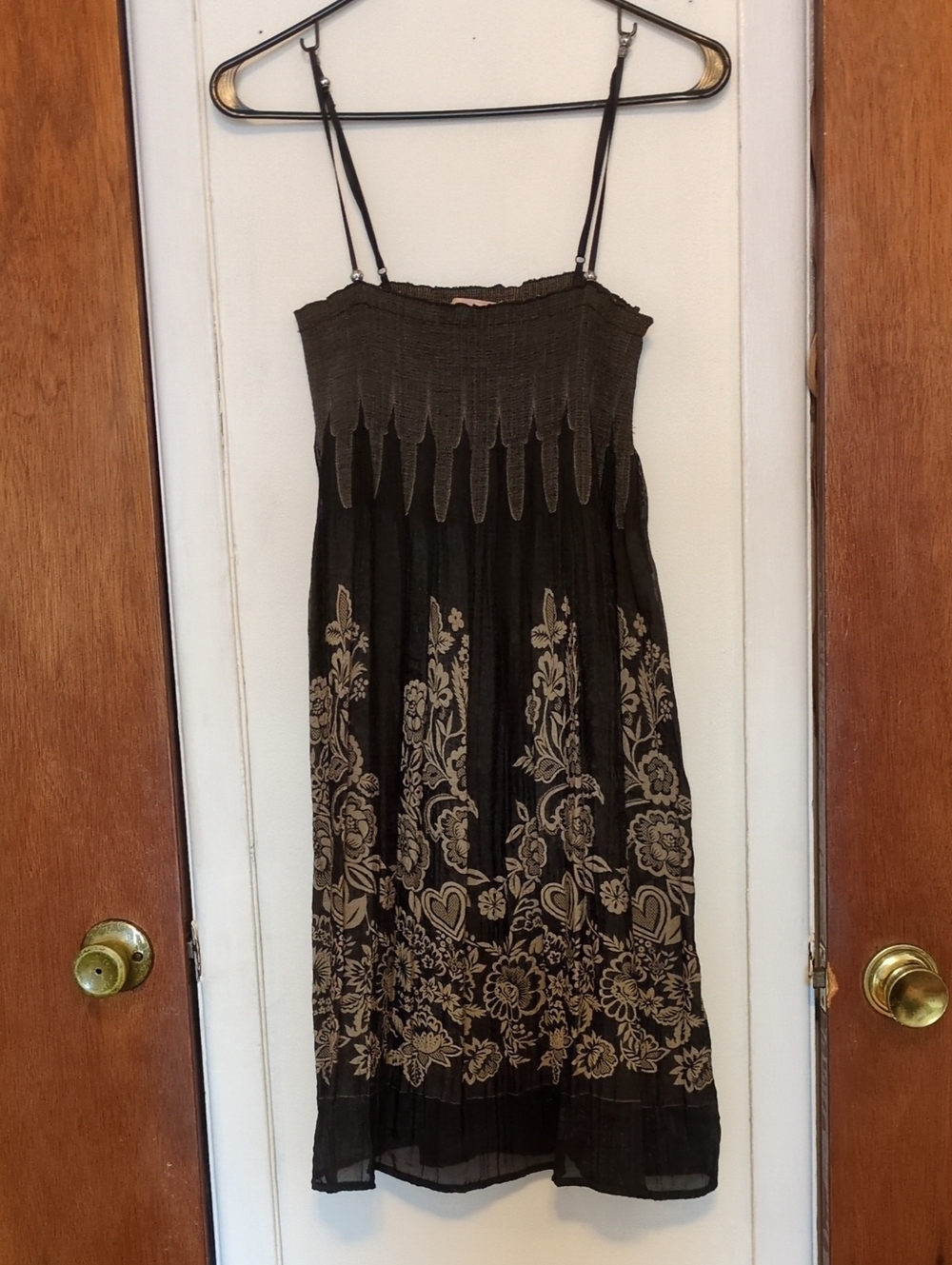 Olive Green Floral Print Spaghetti Strap Dress